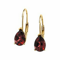 14K Yellow 7x5 Genuine Rhodolite Garnet Lever Back Earrings